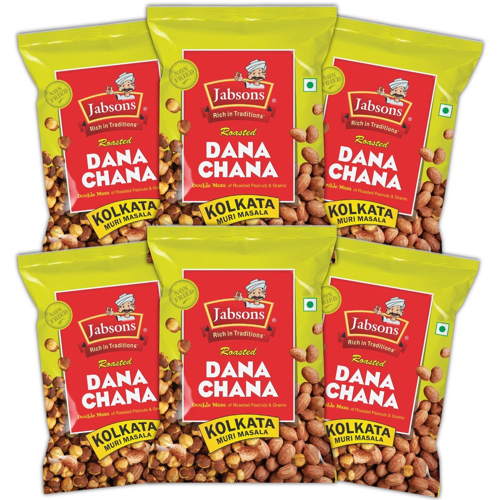 Jabsons Roasted Chickpeas, Dana Chana, 180g (Pack of 6)
