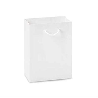 100 PK, White Kraft Gift Bags, Jewel 6.5 x 3.5 x 6.5" for Party, Holiday & Events