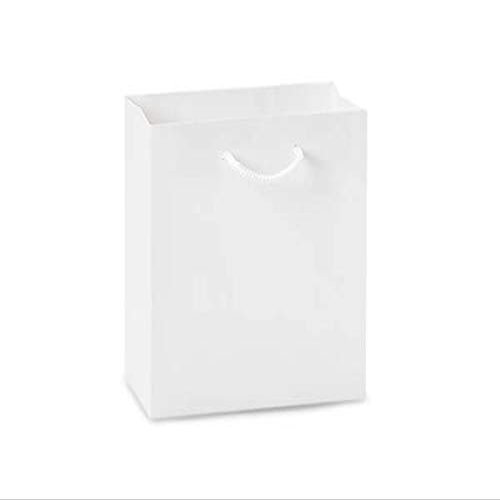 100 PK, White Kraft Gift Bags, Jewel 6.5 x 3.5 x 6.5" for Party, Holiday & Events