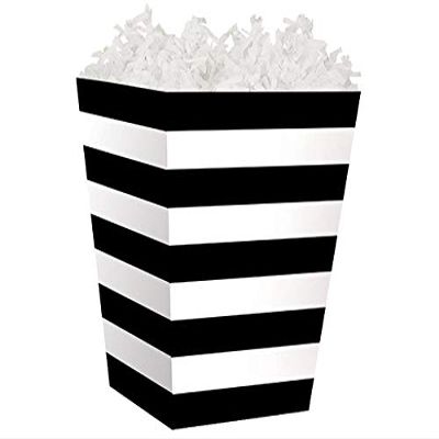 6 PK, Black Stripes Sweet Treat Boxes 4 x 4 x 4-1/2" for Christmas, Valentine's Day, Birthday & Holidays Decor