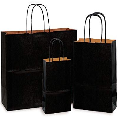 125 PK, Black 100% Recycled Kraft Bag Assortment for Weddings, Christmas, Valentine's Day & Birthday, Made in USA