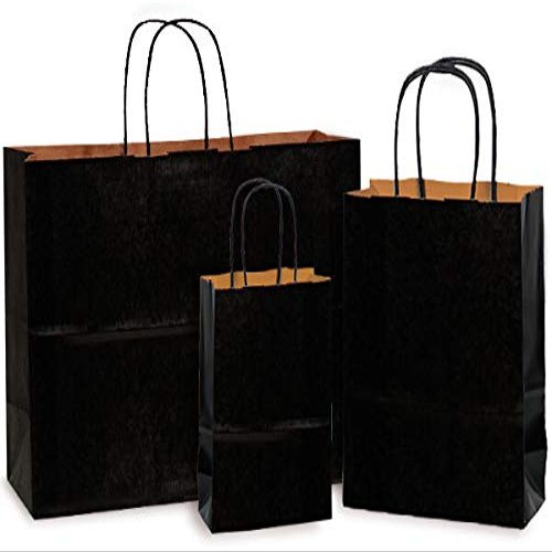 125 PK, Black 100% Recycled Kraft Bag Assortment for Weddings, Christmas, Valentine's Day & Birthday, Made in USA