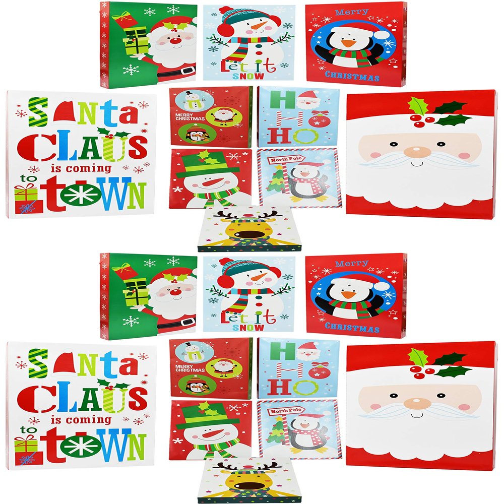 Alef Set of 20 Cartoony Christmas Holiday Theme Boxes - Each Set includes 3 Different Sizes! - 10 Lingerie, 6 T-Shirt, & 4 Robe Boxes! (20)