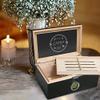 Center GiftsPersonalized Birthday 120 Ct. Portofino Tinted Glass Humidor w External Digital Needle & Numeric Disp. with Birth Months Cigar Humidifiers With Digital Hygrometer | Case Elegance Cigar view 2