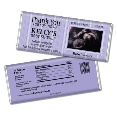 Baby Shower Favors with Photo Personalized Chocolate Bars (12 Pack) - Lilac