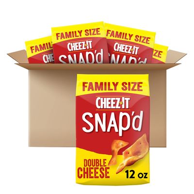 Cheez-It Snap'd, Cheesy Baked Snacks, Double Cheese, Family Size, 12oz Bag(Pack of 5)