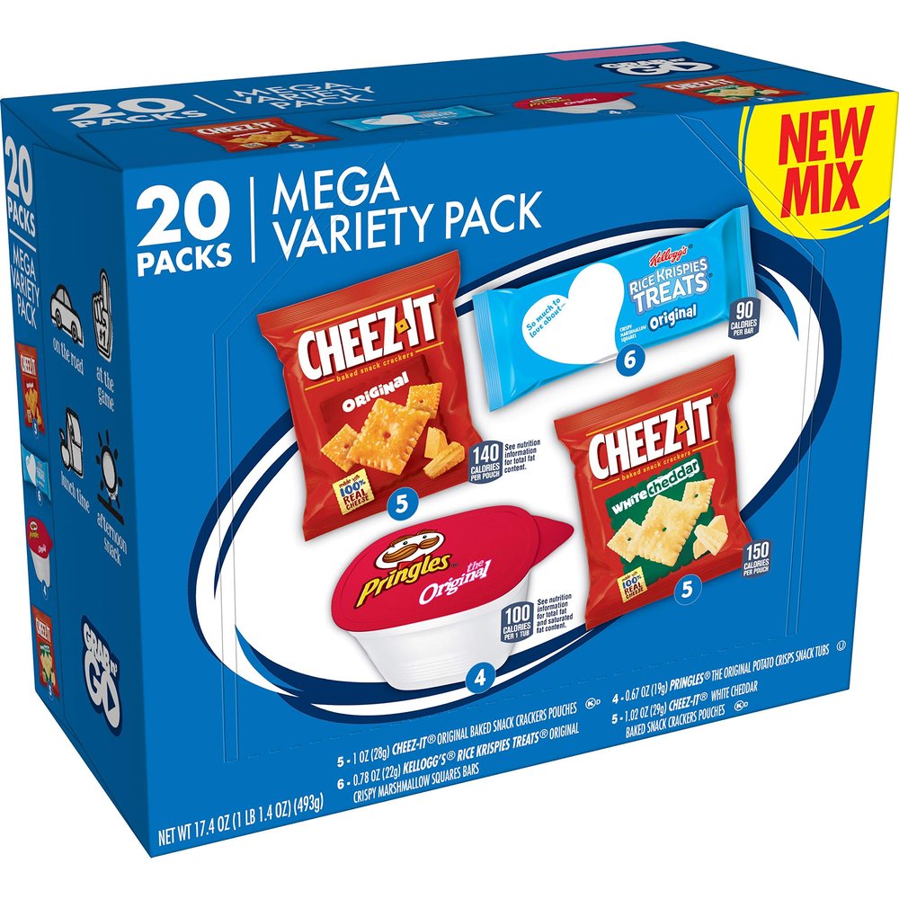 Kellogg's Snacks, Mega Variety Pack, Great for On-the-Go, 17.4oz Carton (20 Count)