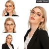 AQWANO Stylish Cat Eye Computer Reading Glasses Women Oversized Designer Blue Light Block Eyeglasses Readers Anti UV400 Eyestrain,Champagne 3.0 view 3