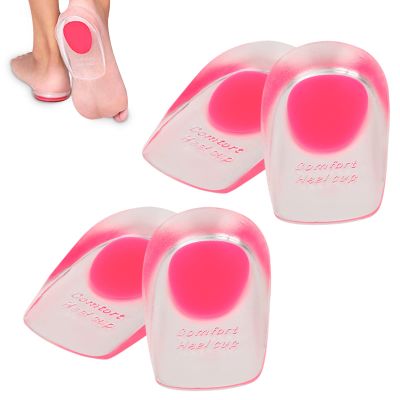 2 Pairs Women Gel Heel Cups, Soft Elastic Massage Heel Cushion Foot Pain Relief for Plantar Fasciitis Bone Spur Achilles Pain, 4.1 x 2.4 x 0.9in