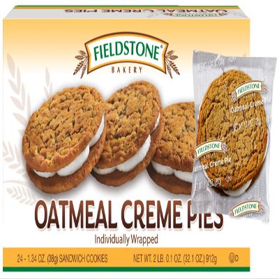 Fieldstone, Bakery Crme Pies 1 Box 24 Individually Wrapped Oatmeal Creme Pie Cookies
