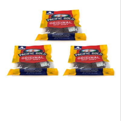 Pacific Gold Original Beef Jerky Gluten Free Real Wood Smoked Beef Jerky - 16 oz Per Bag - No Nitrates, No Preservatives, and High In Protein - Choose 2 Pack or 3 Pack (3 Pack)