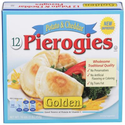 Golden Potato and Cheddar Cheese Pierogies, 16 Ounce -- 12 per case.