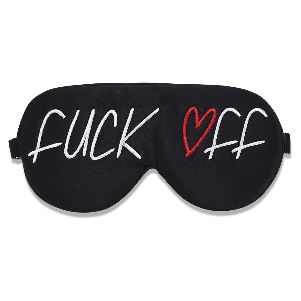ALASKA BEAR Natural Silk Sleep Mask, Blindfold, Super Smooth Eye Mask with Classy Embroidery(Funny) Off