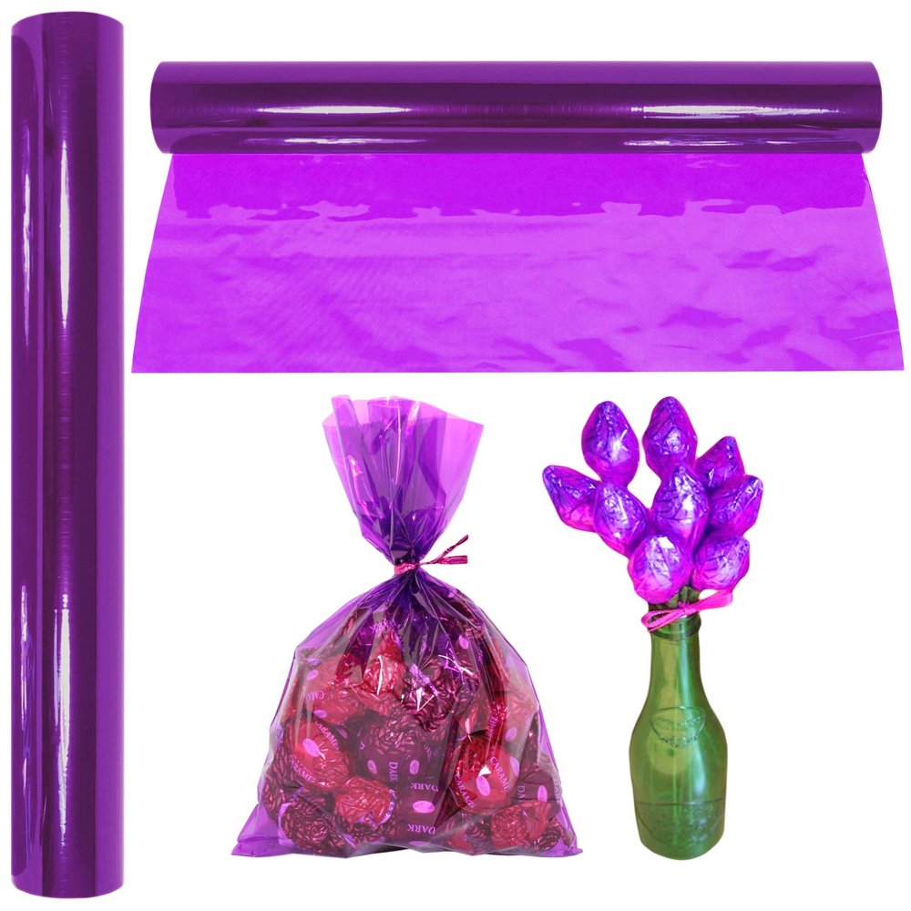 AnapoliZ Cellophane Wrap Roll Purple | 100 Ft. Long X 16 in. Wide | 2.3 Mil Thick Translucent Purple | Gifts, Baskets, Treats, Cellophane Wrapping Paper | Colorful Cello, Baby Shower Decorations