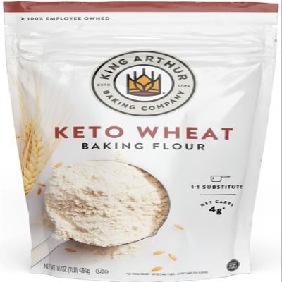 King Arthur Keto Wheat Baking Flour: 1:1 All-Purpose Flour Substitute, 1 lb (Pack of 1) - Low-Carb Baking Solution for Bread & More, Non-GMO, Resealable Bag - Perfect for Keto Diet & Reduced Carb Intake