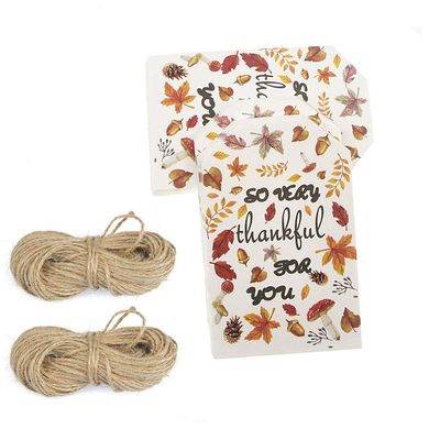 100 Pieces Thanksgiving Gift Tags, Autumn Gift Card with String Fits Winter Holiday Fall DIY Arts and Crafts
