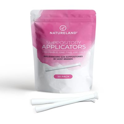 Natureland Personal Suppository Applicators for Women, Individually Wrapped Disposable Applicators with Silky Smooth Comfort Tip, Daily Intimate Care Tool (Large tip applicators, 20 Count (Pack of 1))