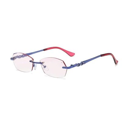 Reading Glasses Women, Frameless Diamond Reading Glasses, Women Stylish, Eyeglasses, Lady Quality (Color : Purple, Size : 2.0)