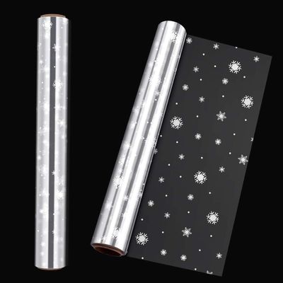 STOBOK Clear Cellophane Wrap Roll | Snowflake Pattern Paper Wrapper 15.7 inch x100 Ft,Crystal Long Film Gift Wrappings Packing Paper for Flowers Craft Basket Bouquet Fruit Food
