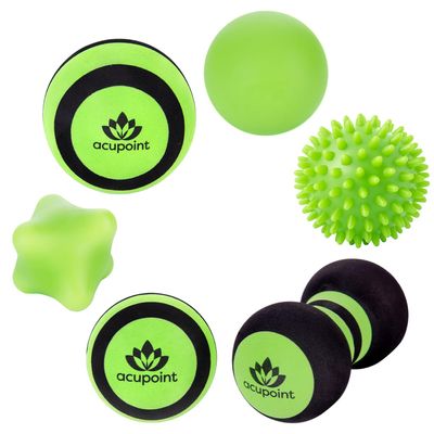 Acupoint Massage Ball Therapy Set for Muscle Knots and Post-Workout - Physical Therapy Balls, Trigger Point & Yoga Therapy, Massage Ball for Feet - 6-Piece Set (Green)'
