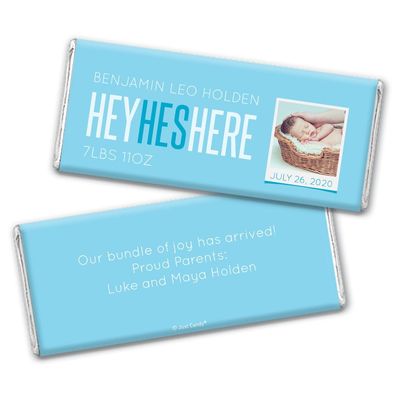 36ct Baby Boy Birth Announcement Favors Personalized Chocolate Bars (36 Pack) - Photo