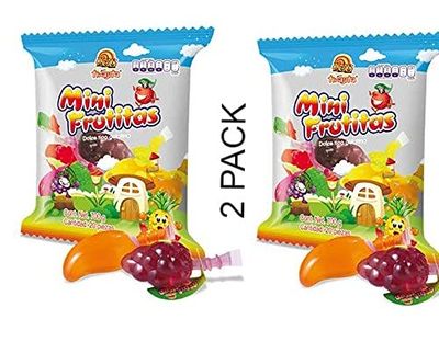 2 PACK | Fruit Jelly | Mini Frutitas | 40 pieces total | Fruit Flavored Squeezable Jellies | Assorted Flavors: Mango , Pineapple, Grape, Strawberry, Melon