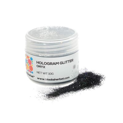 BlackSherbet Hologram Glitter (10 grams) for Gourmet Dessert, Cakes, Cupcakes, Decorating, Cookies, Cake Pops, Fondant. (Onyx/Black)