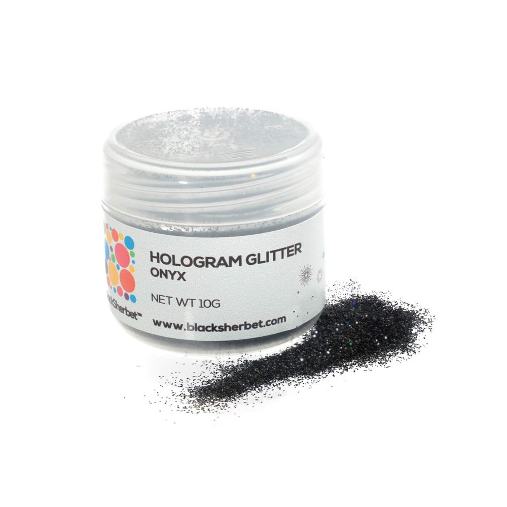 BlackSherbet Hologram Glitter (10 grams) for Gourmet Dessert, Cakes, Cupcakes, Decorating, Cookies, Cake Pops, Fondant. (Onyx/Black)