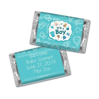 100ct Personalized It's a Boy Birth Announcement Candy Favors Mini Wrappers (100 Pack) - Bundle of Joy
