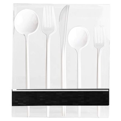 Novelty Modern Flatware Cutlery Disposable Plastic Combo Set 40 Count Luxury White, Service for 8