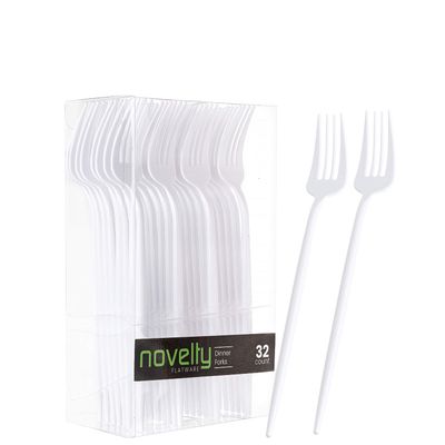 Novelty Modern Flatware, Cutlery, Disposable Plastic Dinner forks Luxury White 32 Count