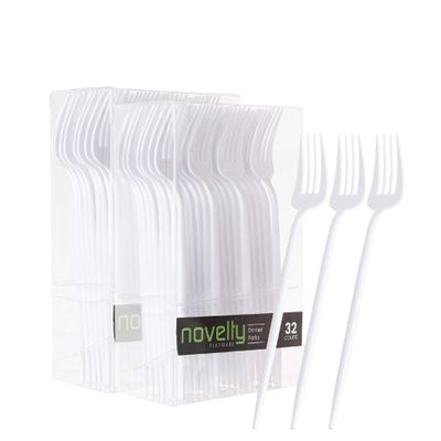 Novelty Modern Flatware, Cutlery, Disposable Plastic Dinner forks Luxury White 64 Count