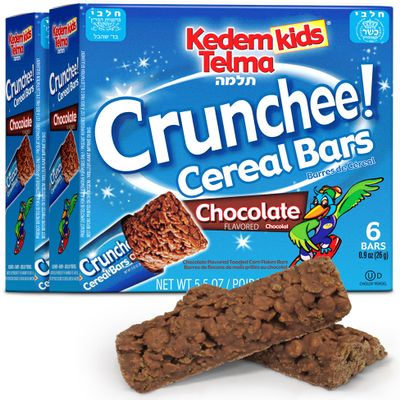 Kedem Kids, Crunchee! Dairy Chocolate Flavored Cereal Bars, "2 Pack" (Total 12 Bars) Individually Wrapped, Good Source of Calcium