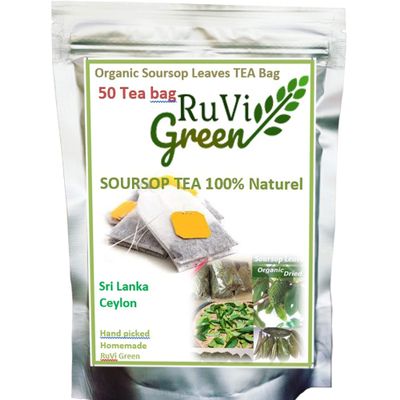 Organic Sun Dried Soursop leaves 50 TEA Bag Sour-sop leaf
