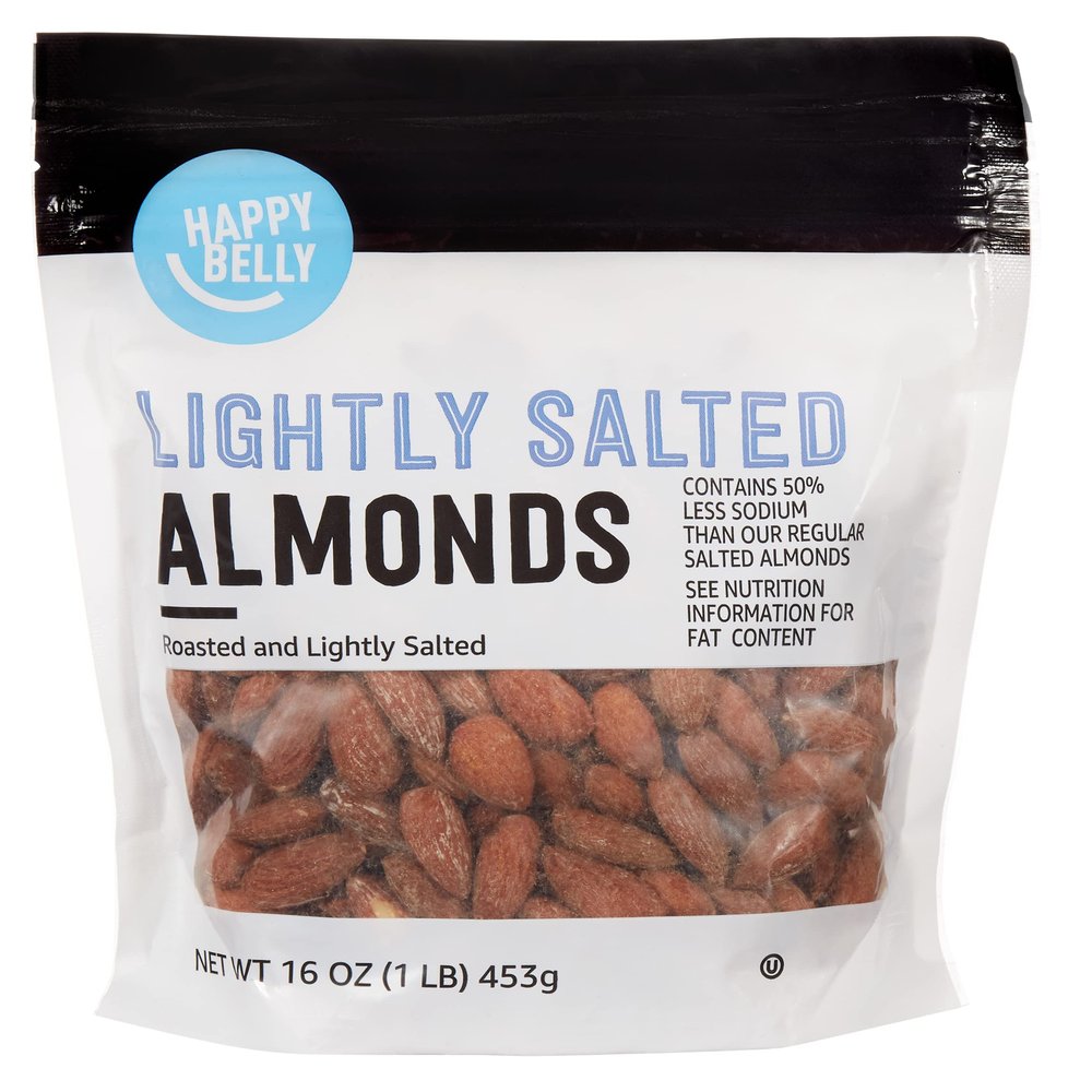 Amazon Brand - Happy Belly Roasted & Lightly Salted Almonds, 16 ounce (Pack of 1)