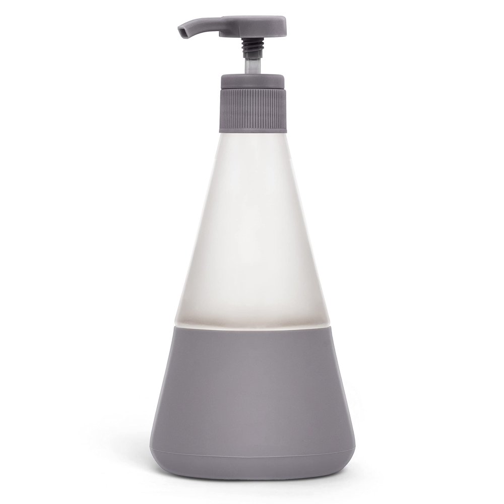 Cleancult Dish Soap Dispenser (15oz, 1 Pack) - Refillable Glass Soap Dispenser with Pump - Shatter Resistant Dish Soap Dispenser for Kitchen Sink - Non Slip Silicone Sleeve - Charcoal