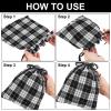 Weewooday 6 Pcs Christmas Drawstring Gift Bag Reusable Cotton Buffalo Plaid Bag Sack Xmas Red Black Wrapping Storage Christmas Candy Goodie Holiday Party, 2 Size(White Black Plaid) view 3