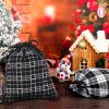 Weewooday 6 Pcs Christmas Drawstring Gift Bag Reusable Cotton Buffalo Plaid Bag Sack Xmas Red Black Wrapping Storage Christmas Candy Goodie Holiday Party, 2 Size(White Black Plaid) view 4