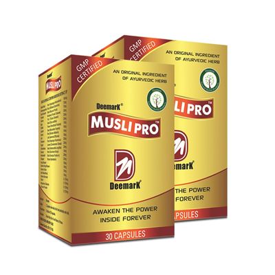 Deemark Musli Pro 60 Capsules for Strength, Stamina & Power | 100% Ayurvedic | Improves Immunity | Reduces Stress