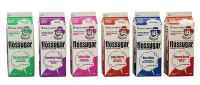 Cotton Candy Sugar Floss Sugar-Assorted Flavors, Case of 6-1/2 Gallon Cartons