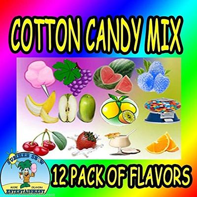 12 Pack Cotton Candy Mix w/Sugar Flavoring FLOSSINE Flavored FLOSSConcession