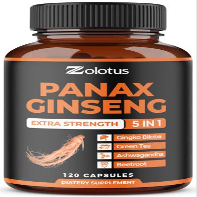 Zolotus Korean Red Panax Ginseng + Ginkgo Biloba, Ashwagandha, Beetroot, Green Tea - 120 Capsules for 2 Month Supply