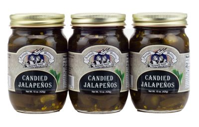 Amish Wedding Candied Jalapeno Peppers,15 oz Glass Jars (3 Jars)
