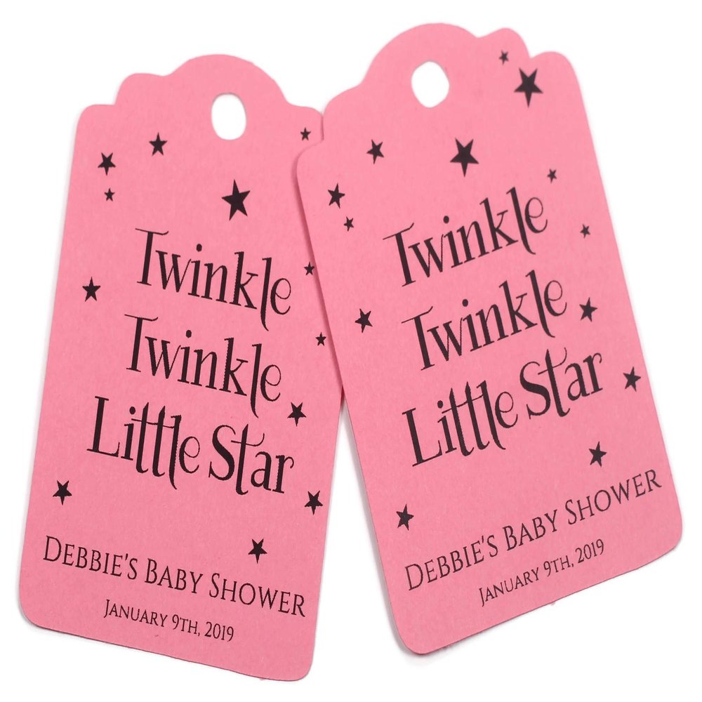Personalized Twinkle Twinkle Little Star Baby Shower Tags (Set of 12) (Pink)