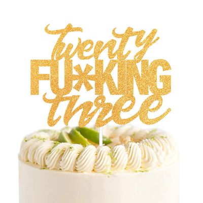 Twenty Three Gold Glitter Cake Toppers 23 Years Old 23rd Birthday Anniversary Party Decorations Supplies