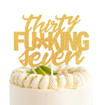 Thirty Seven Gold Glitter Cake Toppers 37 Years Old 37th Birthday Anniversary Party Decorations Supplies