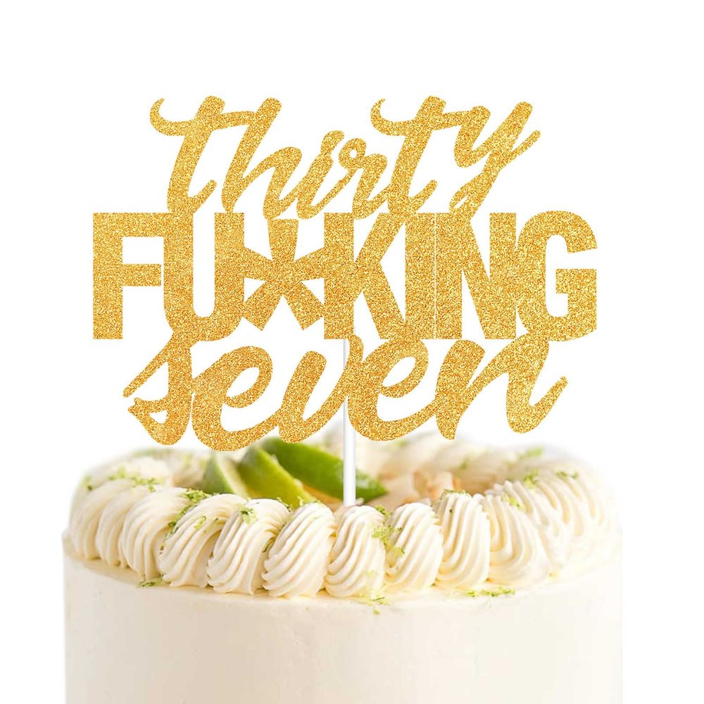 Thirty Seven Gold Glitter Cake Toppers 37 Years Old 37th Birthday Anniversary Party Decorations Supplies