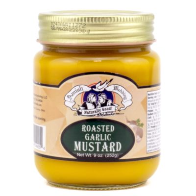 Amish Wedding All-Natural Roasted Garlic Mustard 9 Ounces (3 Jars)