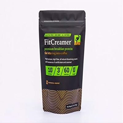 FitCreamer 1Pack - Premium Coffee Creamer Protein for Stirring into Coffee or Juice with high Protein, high Fiber, All Natural Dissolving Crema with Essence of Vanilla Bean and Caramel
