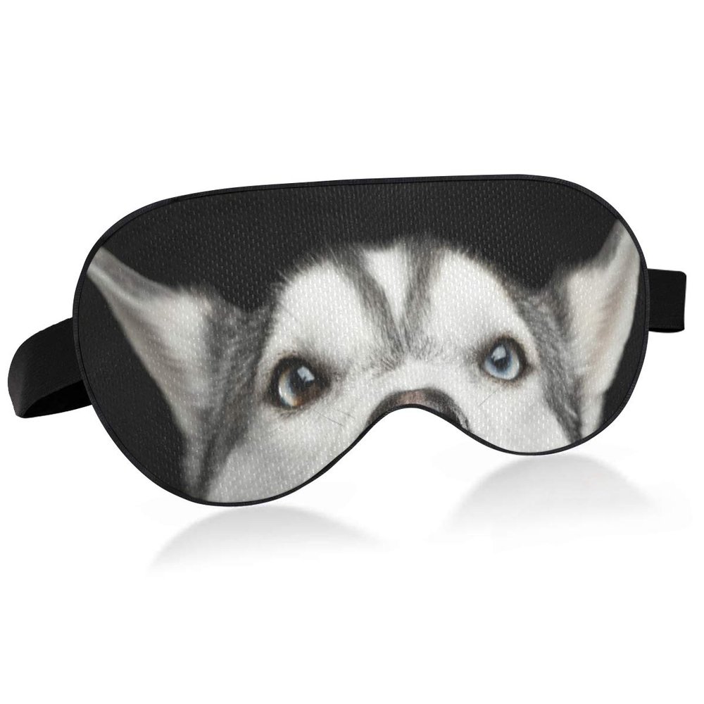 ALAZA Head of Peeking Siberian Husky Dog Fun Sleep Mask for Women Men Blackout Cooling Funny Eye Mask for Sleeping with Elastic Strip
